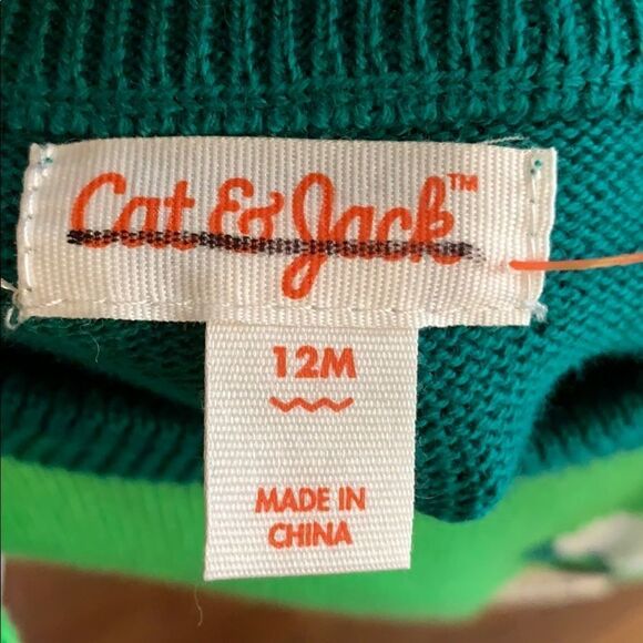 Nwot Cat & Jack green triceratops sweater - Picture 4 of 6